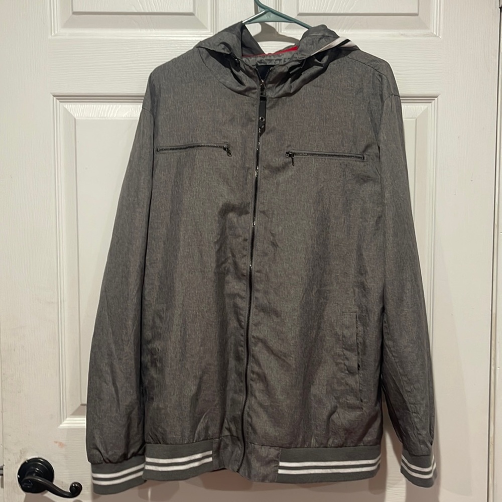 MONTFORT Silver Hooded Wind Breaker Jacket Size L